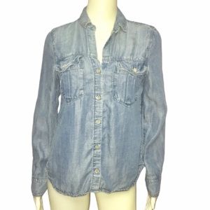 Cloth & Stone Denim Long Sleeve Button Up Top Size XS